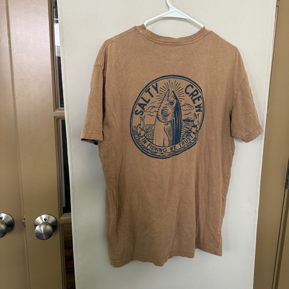 Salty Crew Men's XL Beige Fishing Short Sleeve Tee T-Shirt Top - Picture 3 of 7